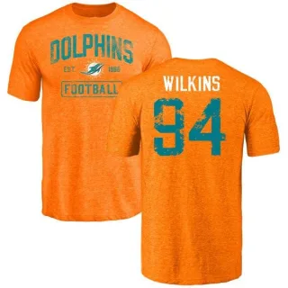 Christian Wilkins Miami Dolphins Orange Distressed Name & Number Tri-Blend T-Shirt