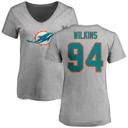 Christian Wilkins Women's Miami Dolphins Name & Number Logo Slim Fit T-Shirt - Ash