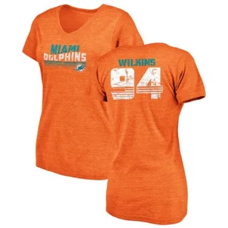 Christian Wilkins Women's Miami Dolphins Retro Tri-Blend V-Neck T-Shirt - Orange