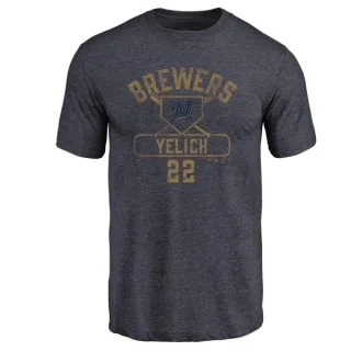 Christian Yelich Milwaukee Brewers Base Runner Tri-Blend T-Shirt - Navy