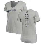 Christian Yelich Women's Milwaukee Brewers Backer Slim Fit T-Shirt - Ash