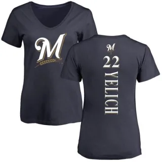 Christian Yelich Women's Milwaukee Brewers Backer Slim Fit T-Shirt - Navy