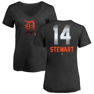 Christin Stewart Women's Detroit Tigers Midnight Mascot V-Neck T-Shirt - Black