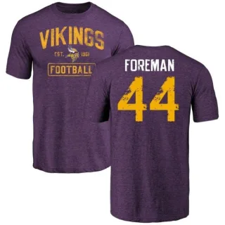 Chuck Foreman Minnesota Vikings Purple Distressed Name & Number Tri-Blend T-Shirt