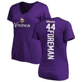 Chuck Foreman Women's Minnesota Vikings Backer Slim Fit T-Shirt - Purple