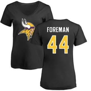 Chuck Foreman Women's Minnesota Vikings Name & Number Logo Slim Fit T-Shirt - Black