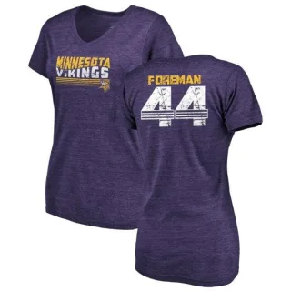 Chuck Foreman Women's Minnesota Vikings Retro Tri-Blend V-Neck T-Shirt - Purple