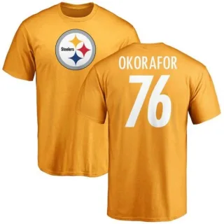 Chukwuma Okorafor Pittsburgh Steelers Name & Number Logo T-Shirt - Gold