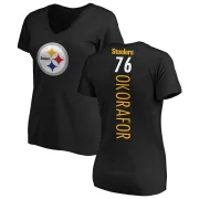 Chukwuma Okorafor Women's Pittsburgh Steelers Backer Slim Fit T-Shirt - Black