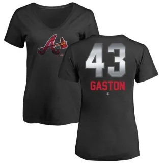 Cito Gaston Women's Atlanta Braves Midnight Mascot V-Neck T-Shirt - Black