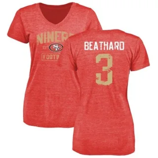 C.J. Beathard Women's San Francisco 49ers Distressed Name & Number Tri-Blend T-Shirt - Red