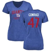 C.J. Conrad Women's New York Giants Distressed Name & Number Tri-Blend T-Shirt - Royal