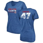 C.J. Conrad Women's New York Giants Retro Tri-Blend V-Neck T-Shirt - Royal