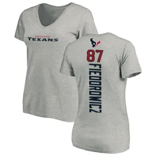 C.J. Fiedorowicz Women's Houston Texans Backer V-Neck T-Shirt - Ash