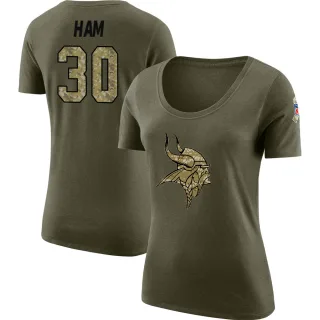 C.J. Ham Women's Minnesota Vikings Salute to Service Olive Legend Scoop Neck T-Shirt