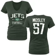 C.J. Mosley Women's New York Jets Green Distressed Name & Number Tri-Blend V-Neck T-Shirt