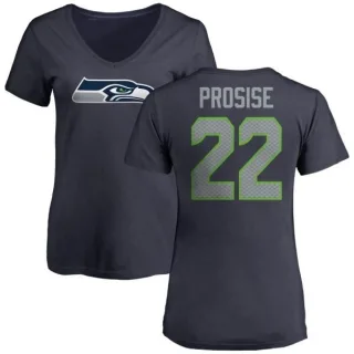 C.J. Prosise Women's Seattle Seahawks Name & Number Logo Slim Fit T-Shirt - Navy