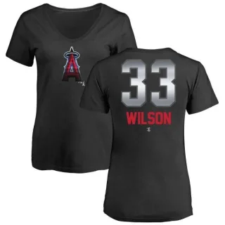 C.J. Wilson Women's Los Angeles Angels Midnight Mascot V-Neck T-Shirt - Black