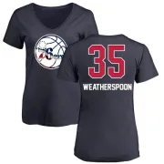 Clarence Weatherspoon Women's Philadelphia 76ers Navy Name and Number Banner Wave V-Neck T-Shirt