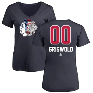 Clark Griswold Women's Chicago Blackhawks Name and Number Banner Wave V-Neck T-Shirt - Navy