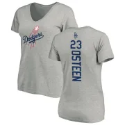 Claude Osteen Women's Los Angeles Dodgers Backer Slim Fit T-Shirt - Ash