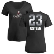 Claude Osteen Women's Los Angeles Dodgers Midnight Mascot V-Neck T-Shirt - Black