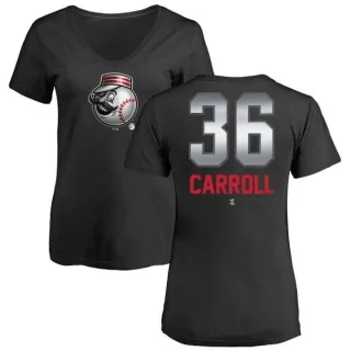 Clay Carroll Women's Cincinnati Reds Midnight Mascot V-Neck T-Shirt - Black