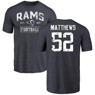 Clay Matthews Los Angeles Rams Distressed Name & Number Tri-Blend T-Shirt - Navy