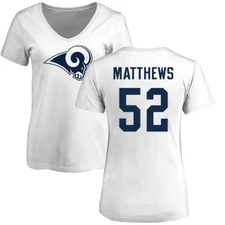 Clay Matthews Women's Los Angeles Rams Name & Number Logo Slim Fit T-Shirt - White