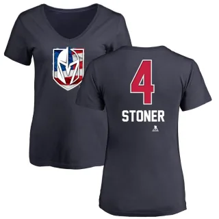 Clayton Stoner Women's Vegas Golden Knights Name and Number Banner Wave V-Neck T-Shirt - Navy