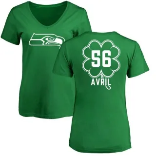 Cliff Avril Women's Seattle Seahawks Green St. Patrick's Day Name & Number V-Neck T-Shirt