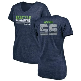 Cliff Avril Women's Seattle Seahawks Retro Tri-Blend V-Neck T-Shirt - College Navy