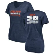 Clifton Duck Women's Chicago Bears Retro Tri-Blend V-Neck T-Shirt - Navy