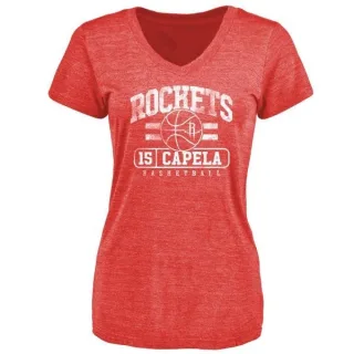 Clint Capela Women's Houston Rockets Red Baseline Tri-Blend T-Shirt