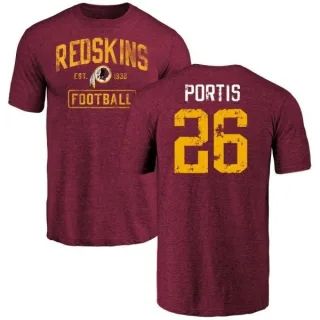 Clinton Portis Washington Redskins Burgundy Distressed Name & Number Tri-Blend T-Shirt