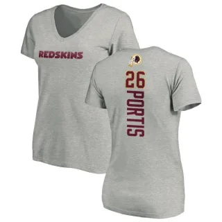 Clinton Portis Women's Washington Redskins Backer V-Neck T-Shirt - Ash