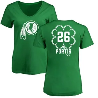 Clinton Portis Women's Washington Redskins Green St. Patrick's Day Name & Number V-Neck T-Shirt