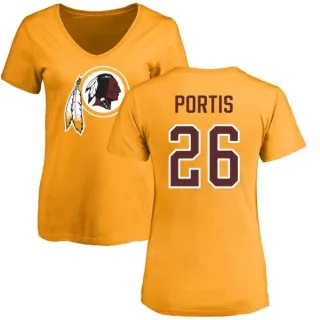 Clinton Portis Women's Washington Redskins Name & Number Logo Slim Fit T-Shirt - Gold