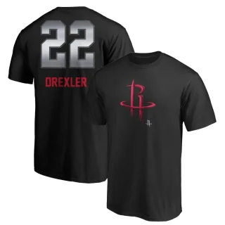 Clyde Drexler Houston Rockets Black Midnight Mascot T-Shirt