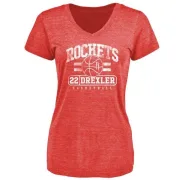 Clyde Drexler Women's Houston Rockets Red Baseline Tri-Blend T-Shirt