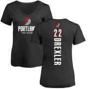 Clyde Drexler Women's Portland Trail Blazers Black Backer T-Shirt