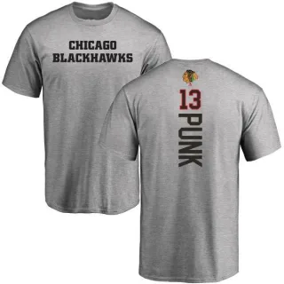 CM Punk Chicago Blackhawks Backer T-Shirt - Ash