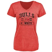 Coby White Women's Chicago Bulls Red Baseline Tri-Blend T-Shirt