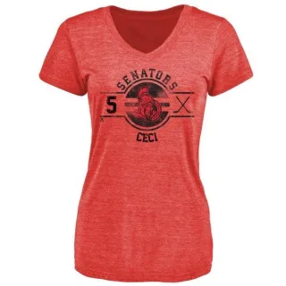 Cody Ceci Women's Ottawa Senators Insignia Tri-Blend T-Shirt - Red