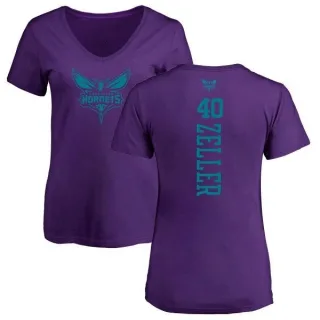 Cody Zeller Women's Charlotte Hornets Purple One Color Backer Slim-Fit V-Neck T-Shirt
