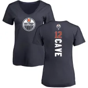 Colby Cave Women's Edmonton Oilers Backer Slim Fit V-Neck T-Shirt - Navy