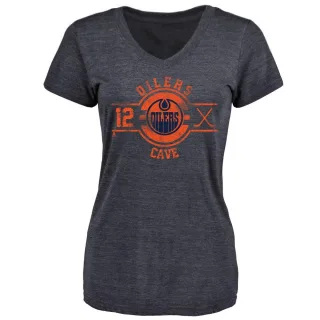 Colby Cave Women's Edmonton Oilers Insignia Tri-Blend T-Shirt - Royal