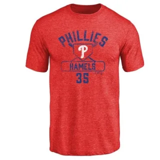 Cole Hamels Philadelphia Phillies Base Runner Tri-Blend T-Shirt - Red