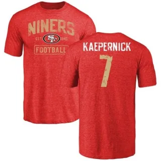 Colin Kaepernick San Francisco 49ers Distressed Name & Number Tri-Blend T-Shirt - Red