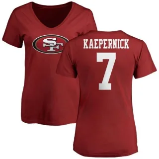 Colin Kaepernick Women's San Francisco 49ers Name & Number Logo Slim Fit T-Shirt - Red